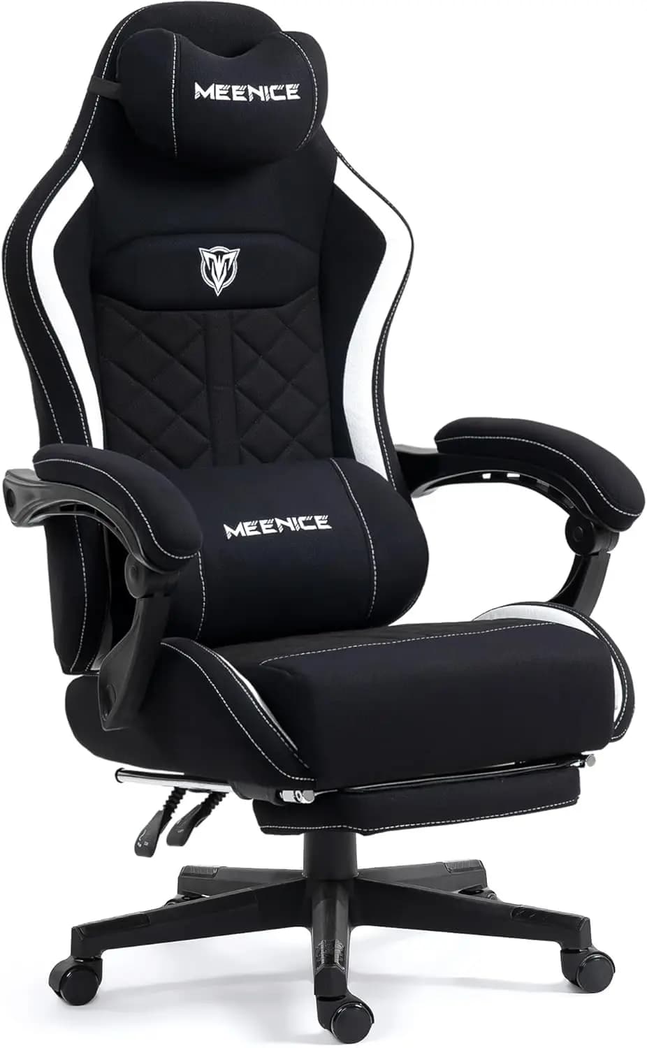 Big & Tall Gaming Chair with Pocket Spring Cushion, High Back Heavy Duty Ergonomic Computer Chair with Massage Lumbar Support and Footrest, Black, 400LBS Capacity