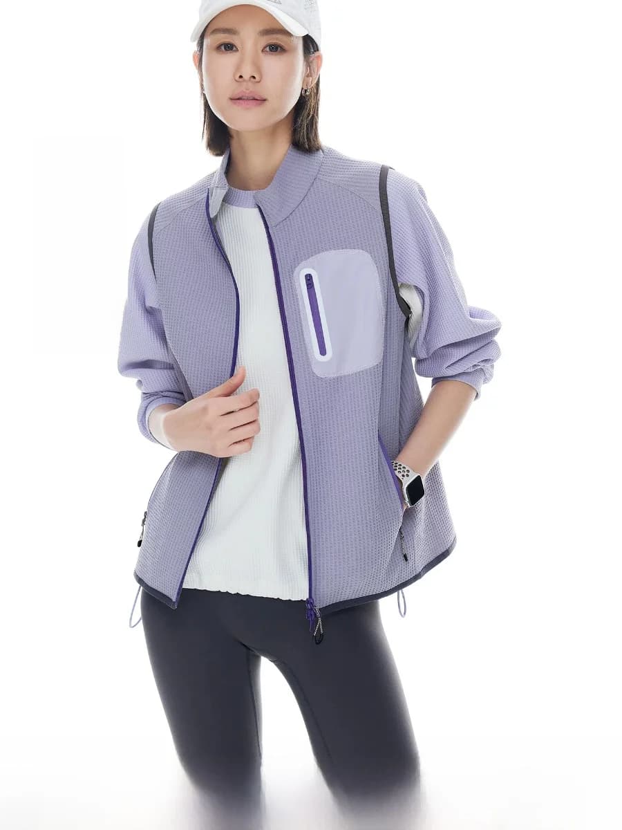 Gilet Casual Primaverile da Donna UPF50 Protezione Solare Cloud Life Viola Xia Wfle Texture Fce in Poliestere