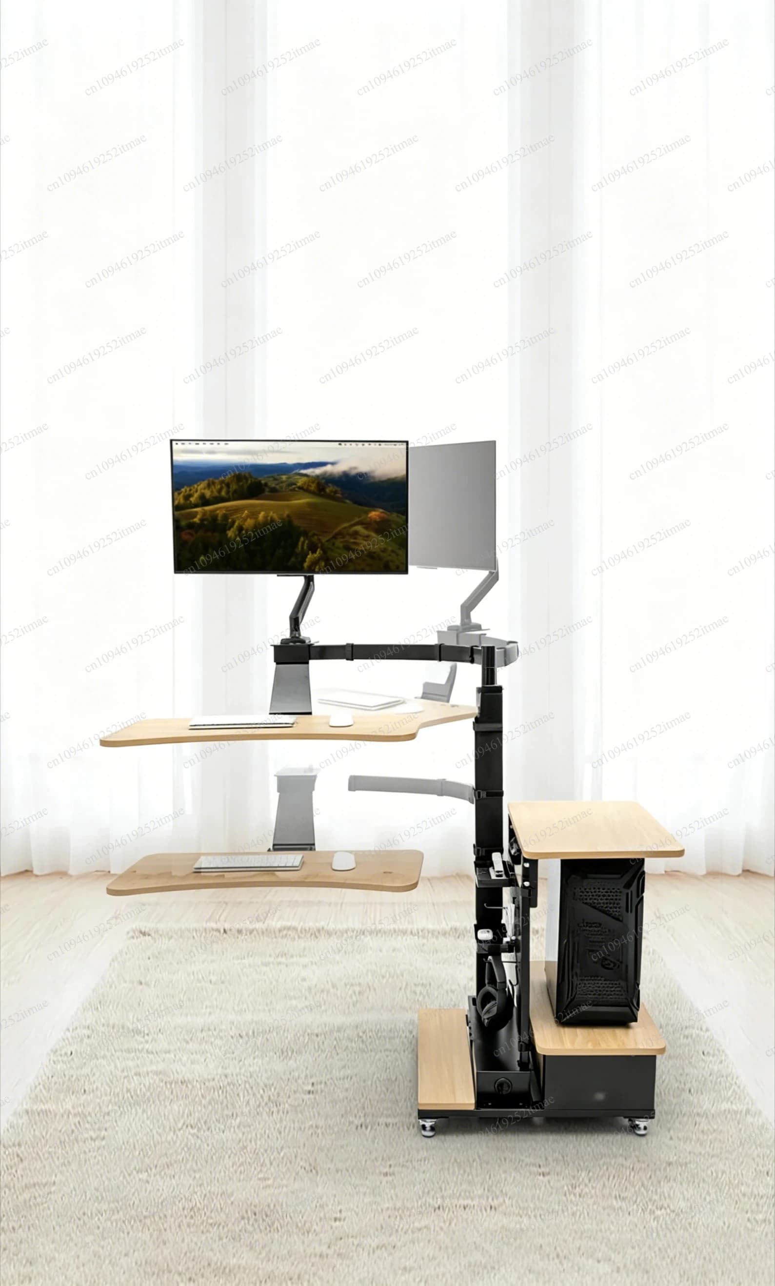Scrivania Elettrica Multifunzionale con Supporto per Monitor, Set Scrivania per Computer Domestico