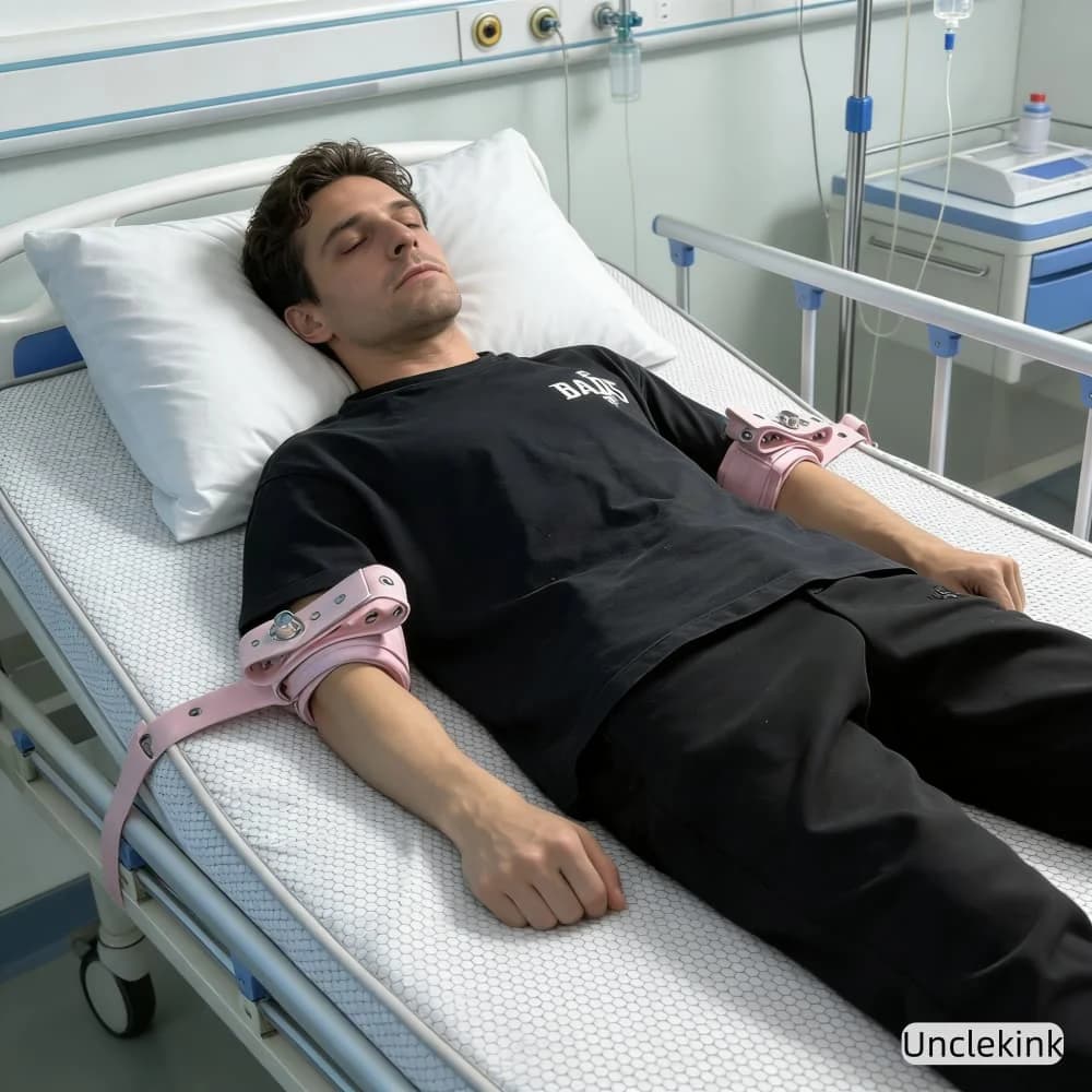 Cinghia di Contenimento Rosa in Cotone per Braccia/Gambe/Caviglie con Chiusura Magnetica – Dispositivo di Sicurezza Medica per Anziani Agitati e Assistenza Psicale