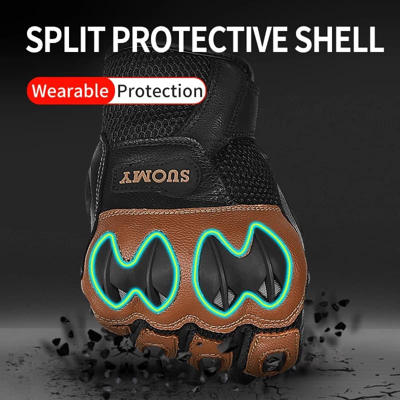 SUOMY SU-15 Leather Motorcycle Gloves Touch Screen Motocross Guantes Moto Cycling Luva Motociclista
