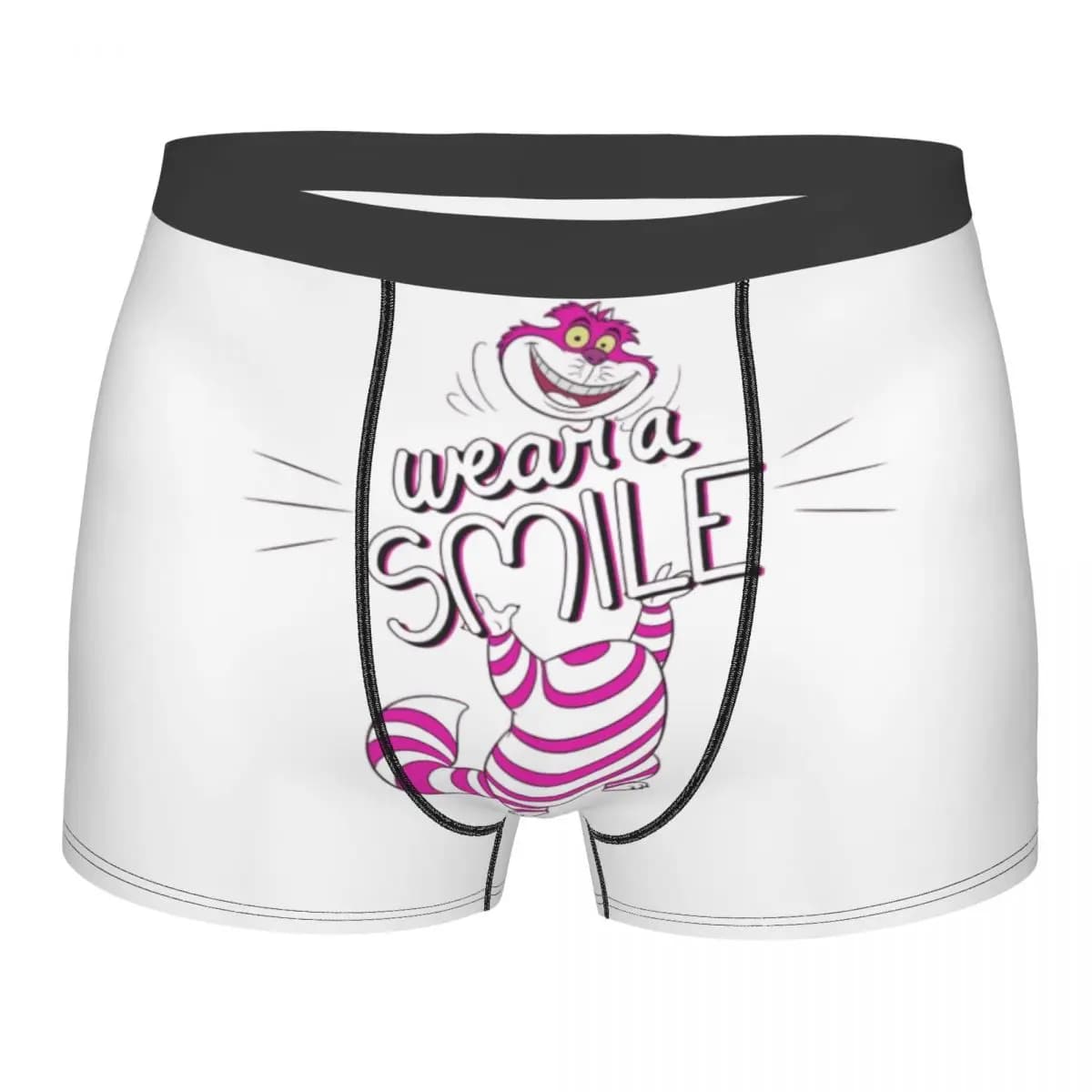 Alice nel Paese delle Meraviglie Cheshire Cat Boxer Shorts da uomo con stampa 3D, mutande traspiranti da uomo