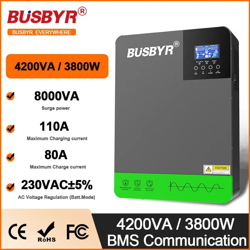 4.2KW 6.2KW Inverter solari ibridi 24V 48V 230V Onda sinusoidale pura Off Grid MPPT 100A/120A Regolatore di carica solare per pannelli solari