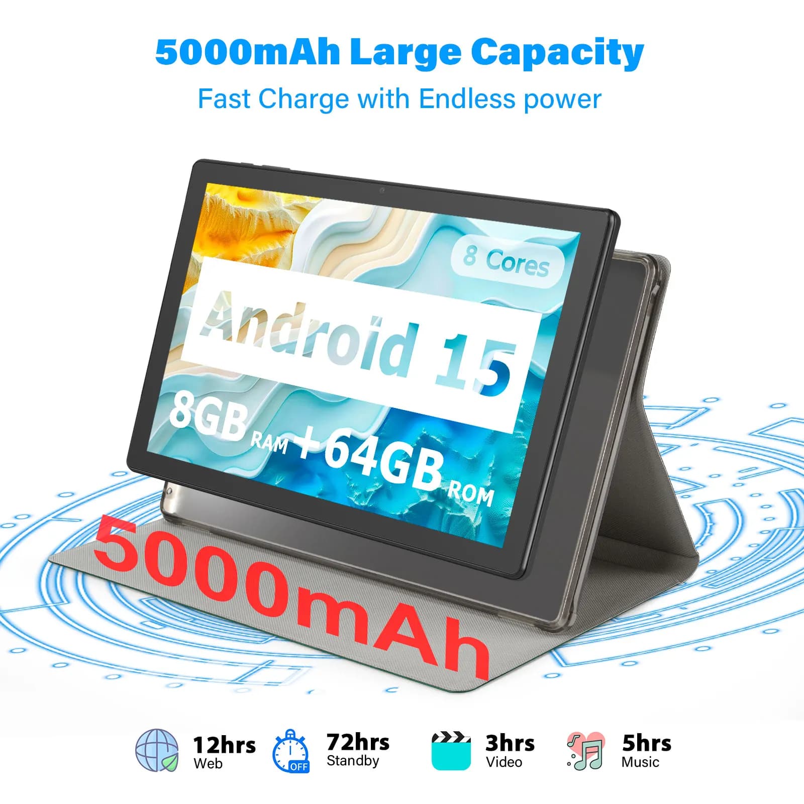 Tablet Android 15 2025, tablet per bambini da 10,1 pollici, Octa-core, 8 GB+64 GB+1 TB Espandi tablet per bambini, controllo parentale, batteria da 5000 mAh