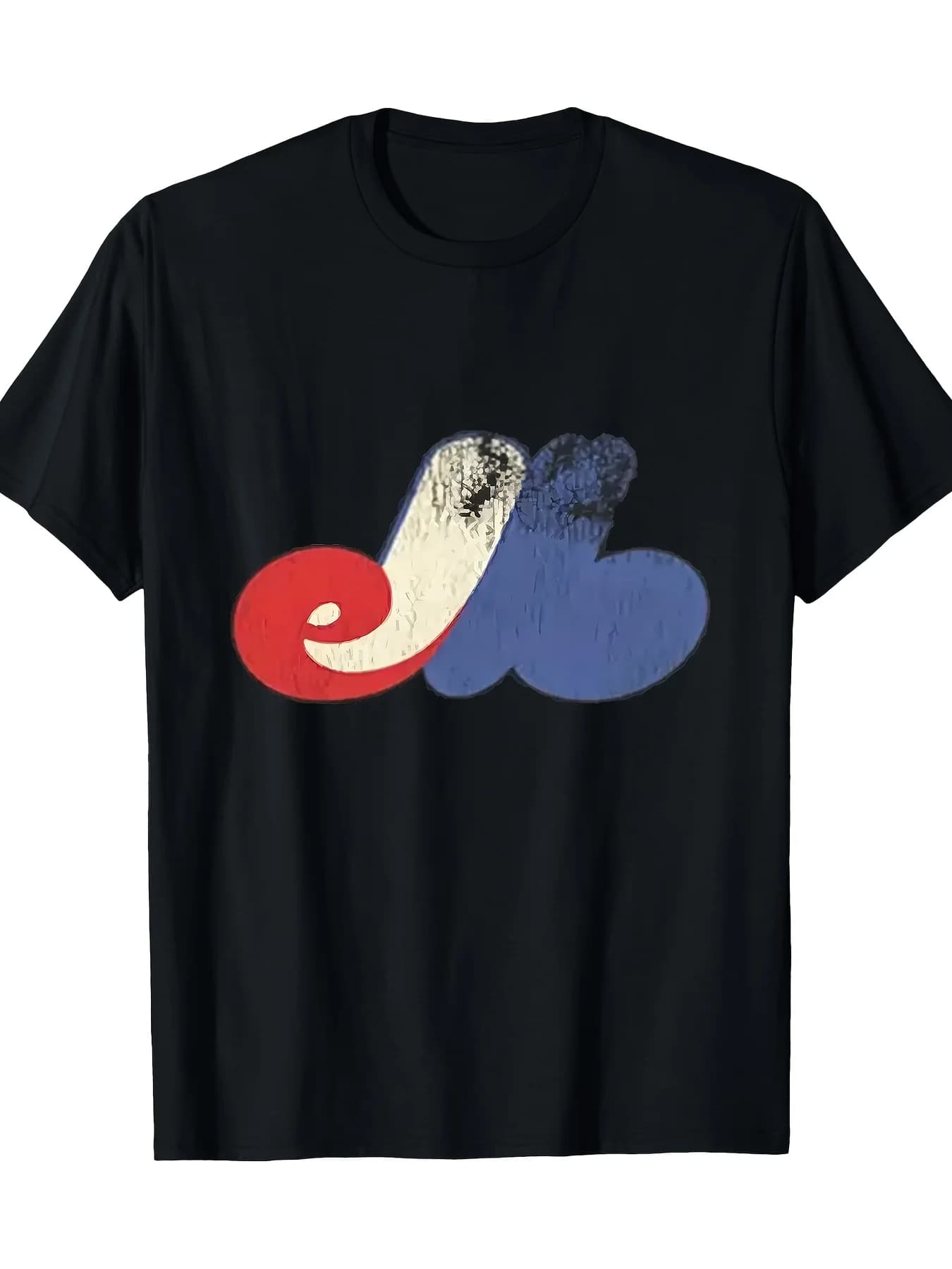 T-shirt da baseball Montreal Chief - Nero/Blu/Rosso, maglietta casual ampia
