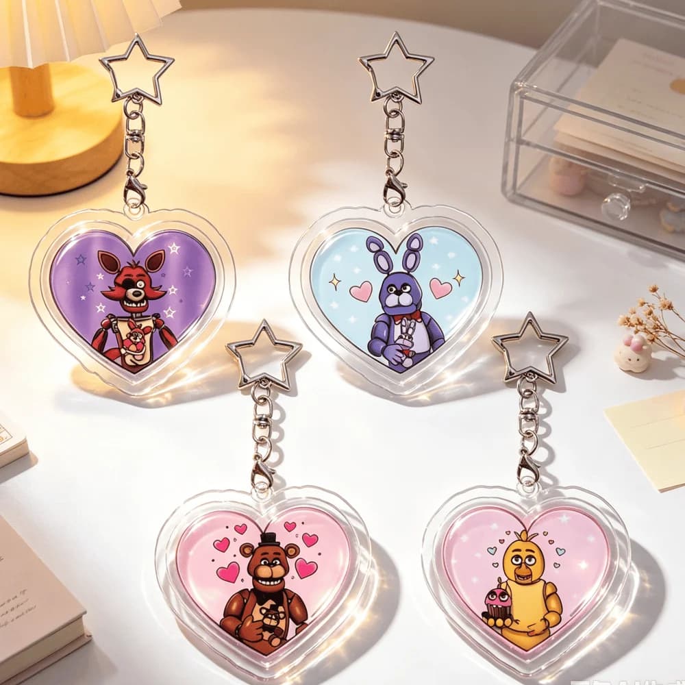for FNAF Game Freddy Fazbear Chica Foxy Bonnie Peripheral Acrylic Keychain Backpack Accessories Festival Gift Cute Ornament