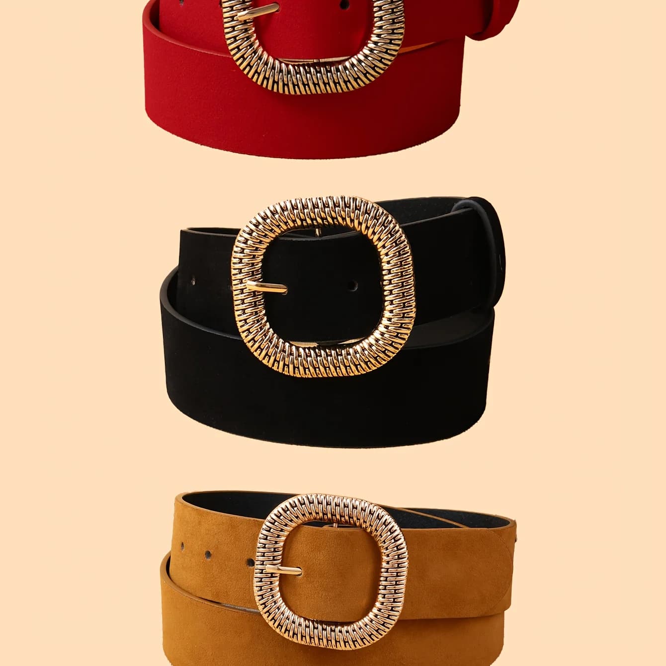 Cintura da donna 1/3PC, semplice e versatile, cintura vintage con fibbia intrecciata, adatta sia per il lavoro che per gli appuntamenti, fashionista