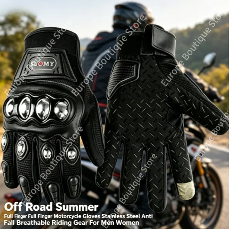 NUOVI Guanti da Moto Estivi 2026 per Uomo e Donna, Protezione Completa delle Dita, Antiurto in Acciaio Inox, Traspiranti, Attrezzatura da Guida