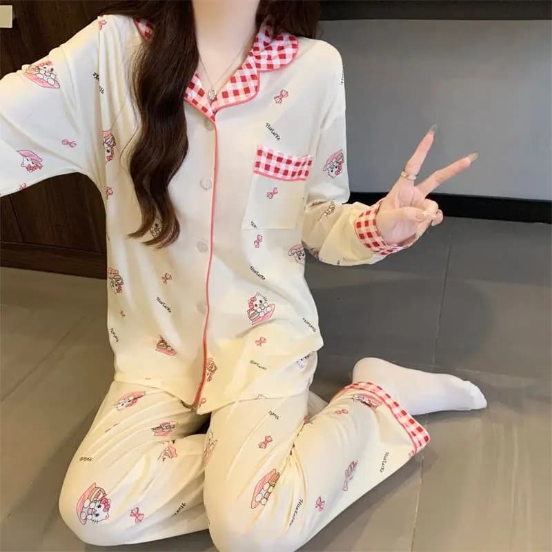 Pigiama da Donna Hello Kitty, Anime Cartoon, Abbigliamento da Casa per Studentesse, Pochacco Melody, Primavera Autunno, Maniche Lunghe e Pantaloni