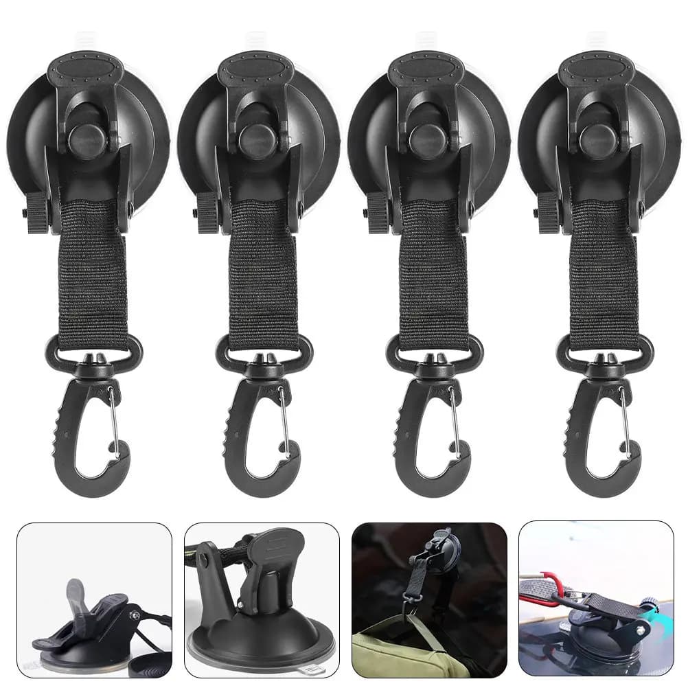 Set di 4 Ganci a Ventosa per Auto, Resistenti e Multiuso, Senza Foratura, per Finestrini e Uso Esterno