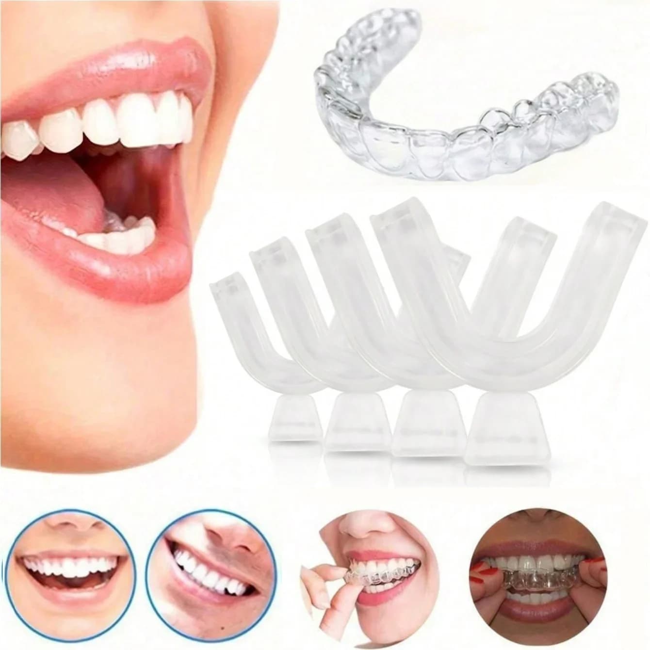 30 pairs of silicone orthodontic luminaires for cold light whitening, prevent teeth grinding at night, pillow, protect gums, teeth grinding