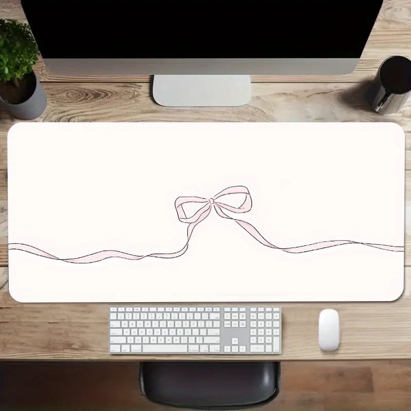 Tappetino per mouse grande antiscivolo con stampa digitale di un fiocco a forma di cartone animato, adatto per il gaming e l'uso in ufficio.