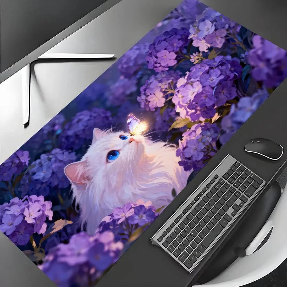 Tappetino per mouse di grandi dimensioni con design unico con illustrazione di gatti, tappetini da gioco, tappetino per mouse antiscivolo, accessori da scrivania, tappetino per computer e ufficio