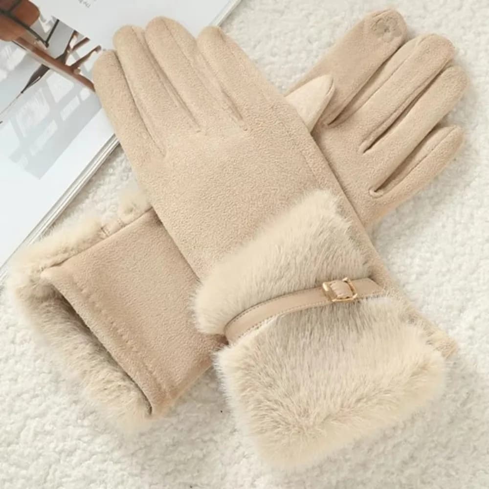 Guanti Invernali in Velluto Scamosciato, Spessi, a Dita Intere, per Donna, Colore Unito, Touch Screen, per Ciclismo, Autunno