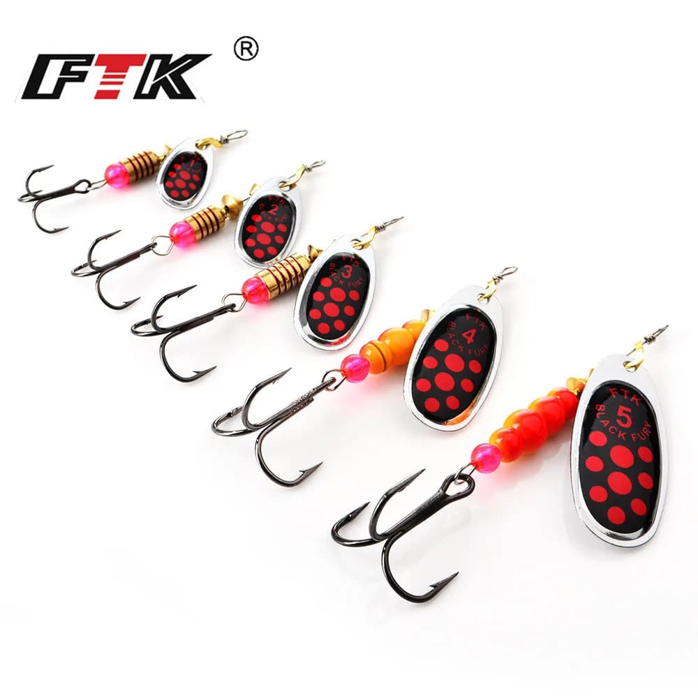 FTK Spiner in metallo Esca Richiamo di pesca 4g-14g Spinner Cucchiaio da pesca in metallo di rame Richiamo per trota Pesce persico Luccio Spinnerbait Affrontare
