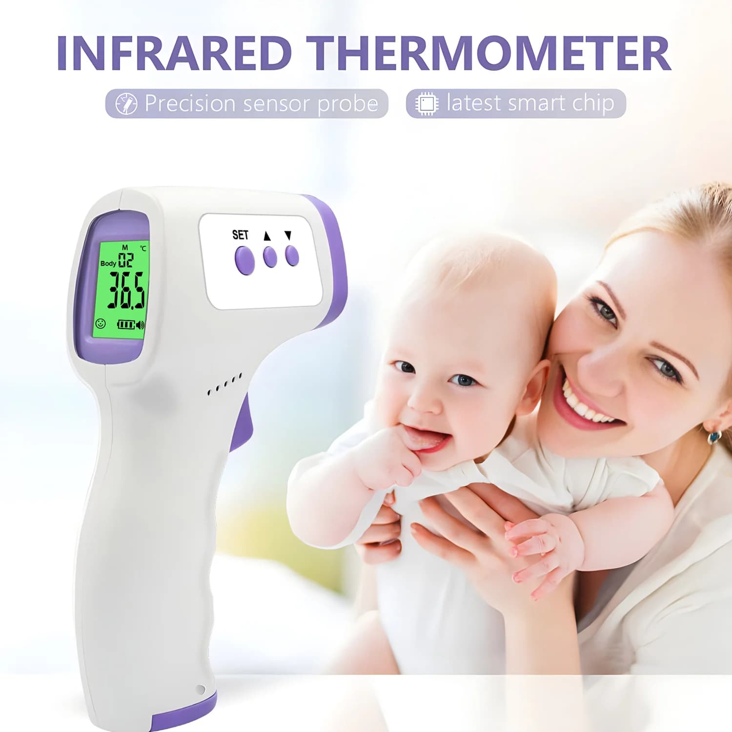 Digital infrared thermometer for front, contactless, for fever, electronic, clinical, medical, for adults and children
