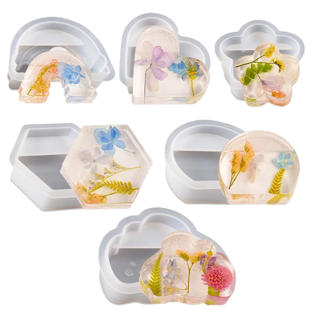 Stampo in silicone per biglietti da visita con cuore e nuvola arcobaleno, decorazione per desktop da ufficio, clip per firma, stampo in resina epossidica, display per biglietti da visita