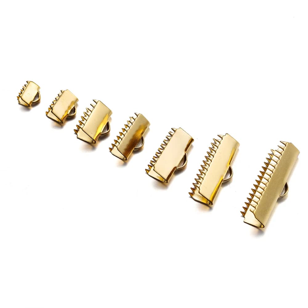 20 Pieces Stainless Steel Cord Terminal 6-25mm, Leather Clips for Creation of Fa-da-Te Jewelry, Bracelets and Necklaces