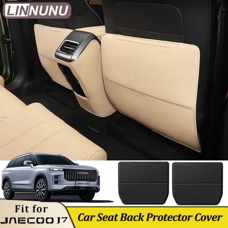 LINNU 2PCS Leather Car Seat Anti Kick Pad Cover for JAECOO J7 PHEV Fuel 2025 2024 Interior Car Accessories 2023