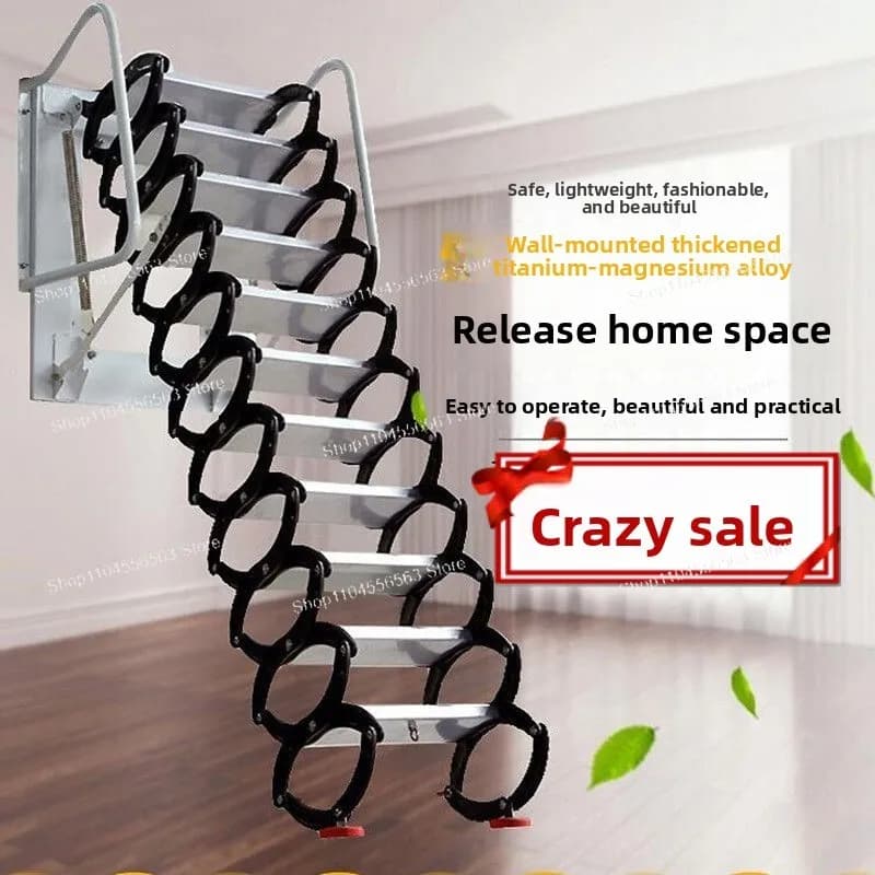 Telescopic staircase electric storage multi-functional household invisible folding aluminum alloy thickening