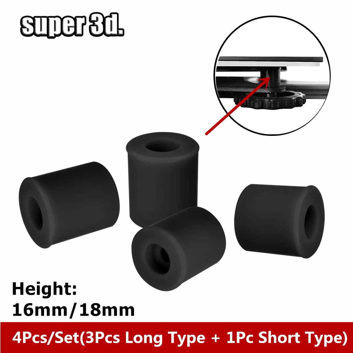 4/8/20Pcs supporti per colonne in Silicone livellanti per letto caldo 16/18MM tampone di livello della piattaforma resistente al calore per parte stampante 3D CR-10/Ender 3