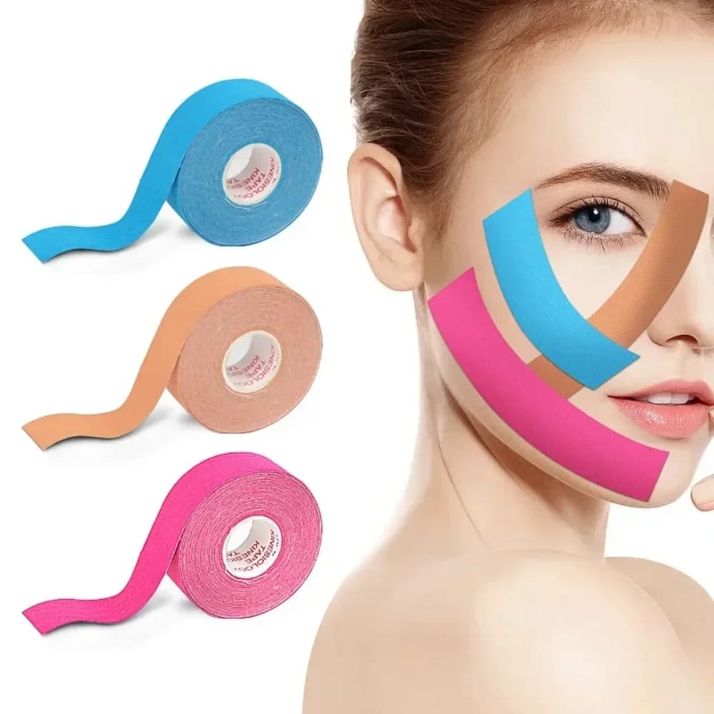 2.5CM x 5M Nastro kinesiologico per viso V Line Collo Occhi Lifting Rughe Rimozione Nastro adesivo Strumento per la cura della pelle del viso Benda elastica