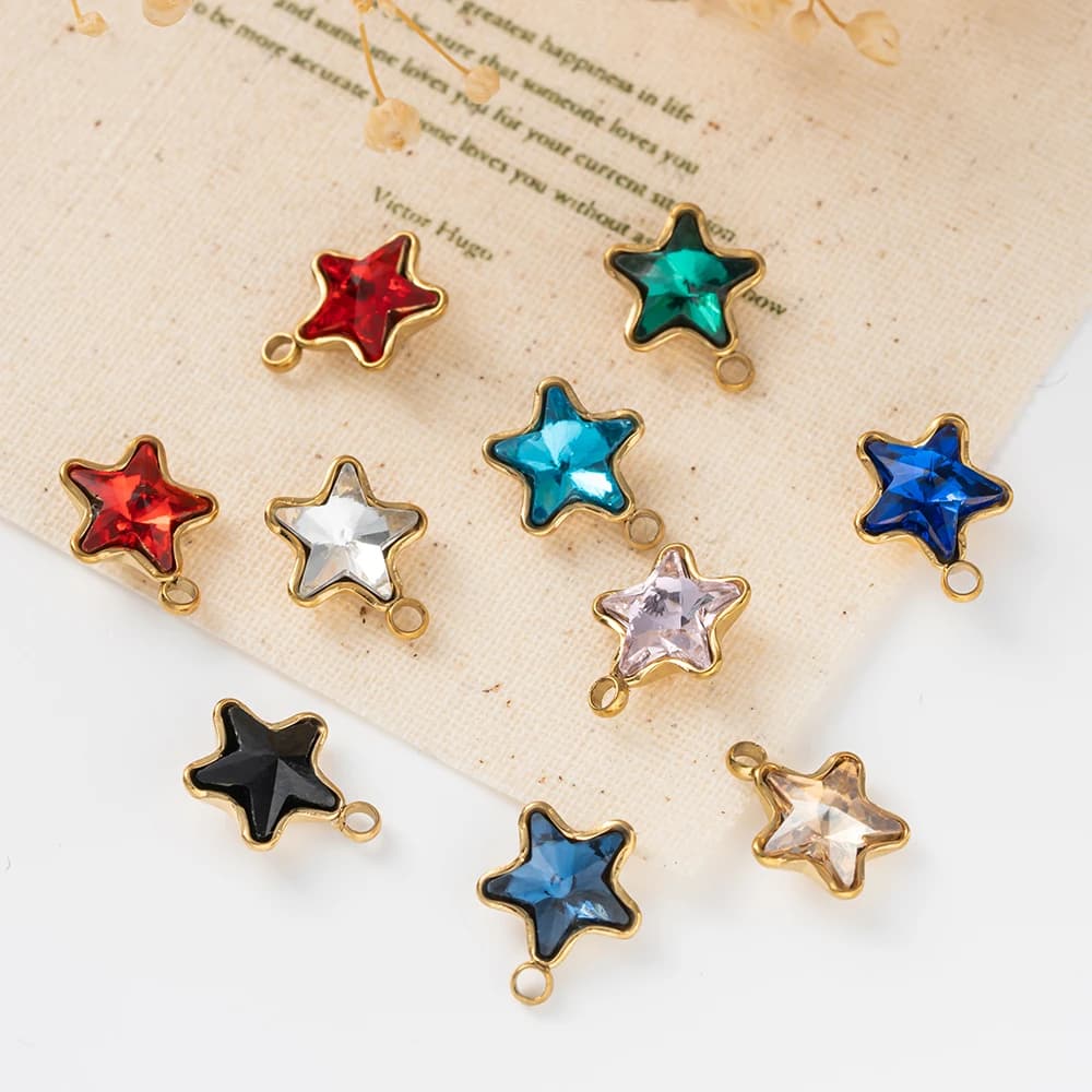 5 pz/lotto pendenti a forma di stella in acciaio inossidabile piccoli ciondoli per collana fai da te orecchino braccialetto creazione di gioielli risultati materiali
