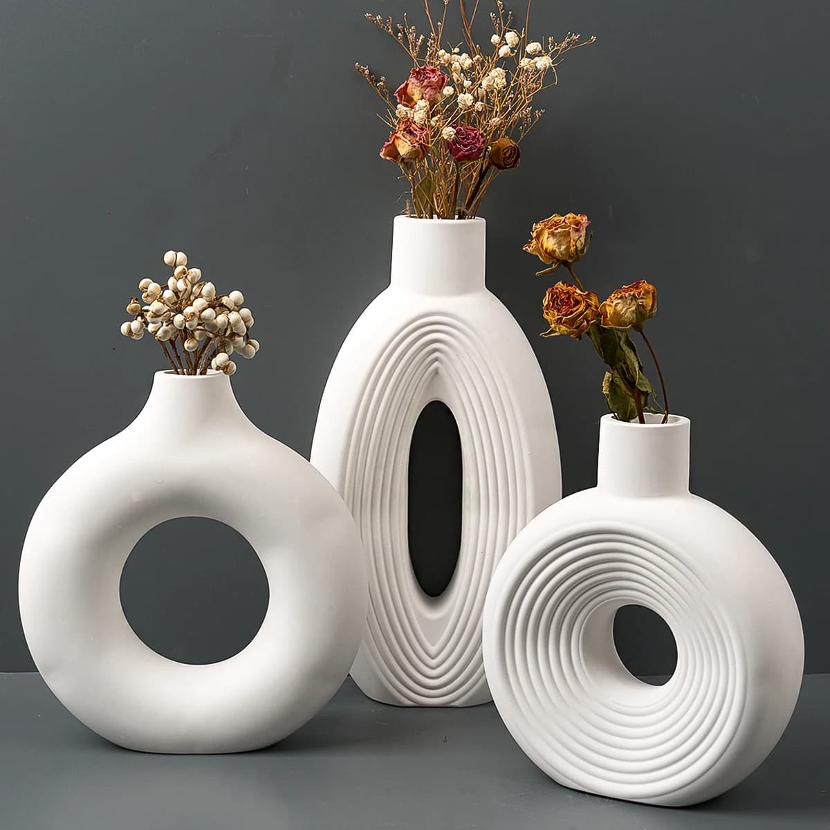 Nordic Stripe Vase Silicone Mold DIY Handmade Circle Oval Table Flower Arrangement Ornament Resin Mold Plaster Craft Home Decor