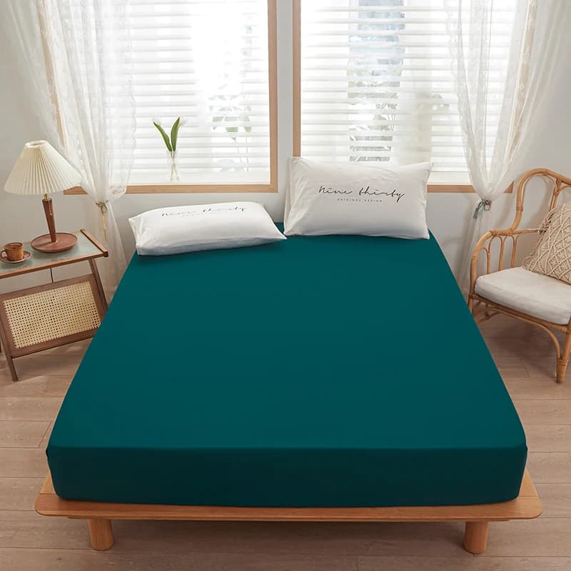 1 sheet with corners in solid color for bedroom, 100% polyester elastic band around bed linen, only bedsheet with corners of 30 cm (excluding pillowcase)