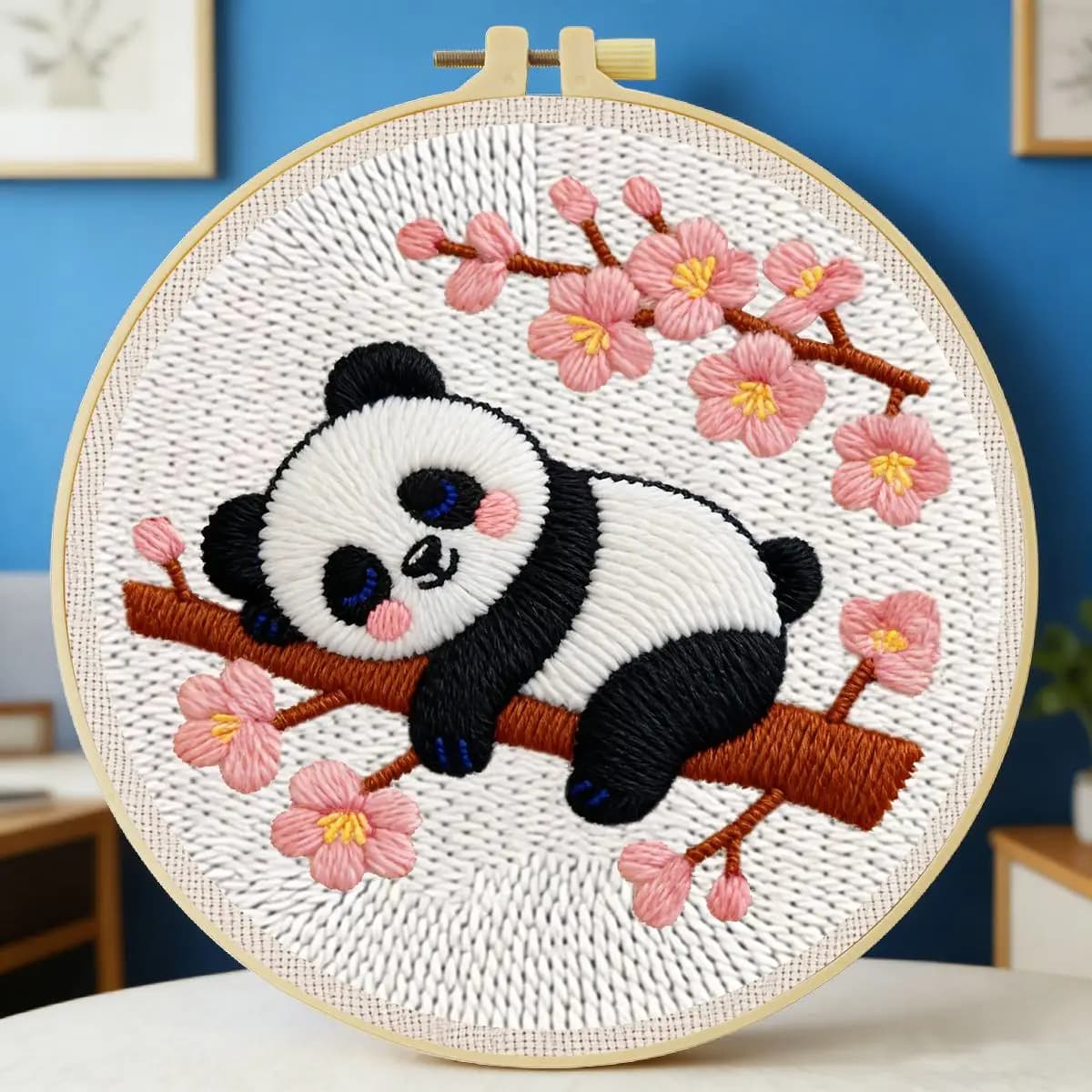 20X20CM/7.87inch Panda Punch Needle Embroidery Set Kit Stitch Embroidery Knitted Embroidery DIY Handmade Gift Craft Painting