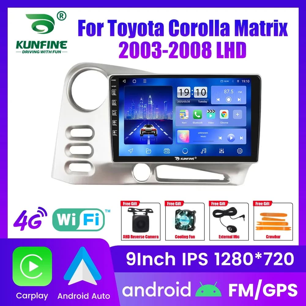 Autoradio Android per Toyota Corolla 2003-2008, stereo 2Din Octa Core con navigatore GPS, schermo IPS, Carplay e Android Auto