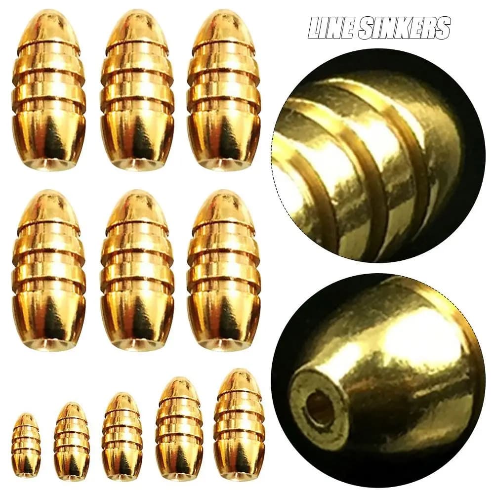 10 pz/lotto 10g,7g,5g,3.5g,1.8g Line platine pesi taglienti rame pesca piombo caduta ottone Sinker Hook Connector