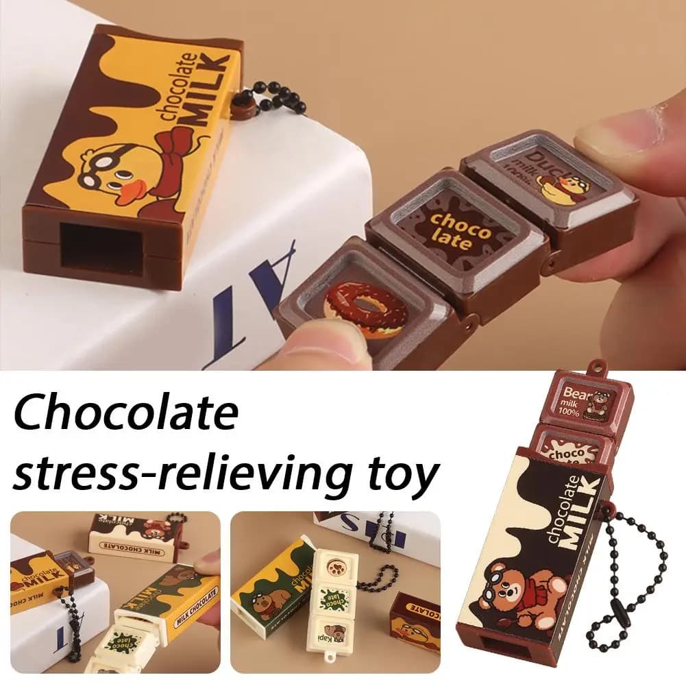 1Pc Simulation Chocolate Stress Relief Toy Bendable Fidget Toy Keychain Sensory Toy for Kids Adults Novelty Backpack Pendant