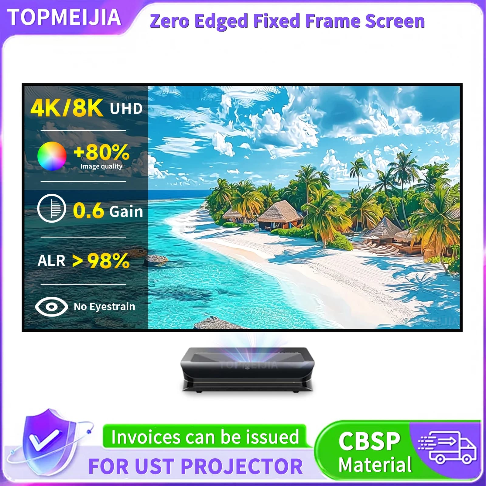 Nuovo Home Theater ALR UST Schermo di proiezione Schermo per proiettore a cornice fissa per proiettore laser AWOL 3500 4K a lancio ultra corto