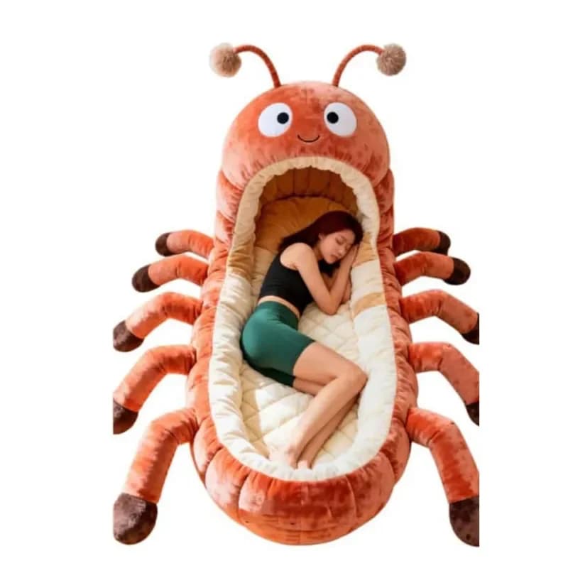 Creative Caterpillar Shaped Sleeping Bag Portable Outdoor Camping Hugging Pillow Soft Plush Travel Nap Blanket for Kids