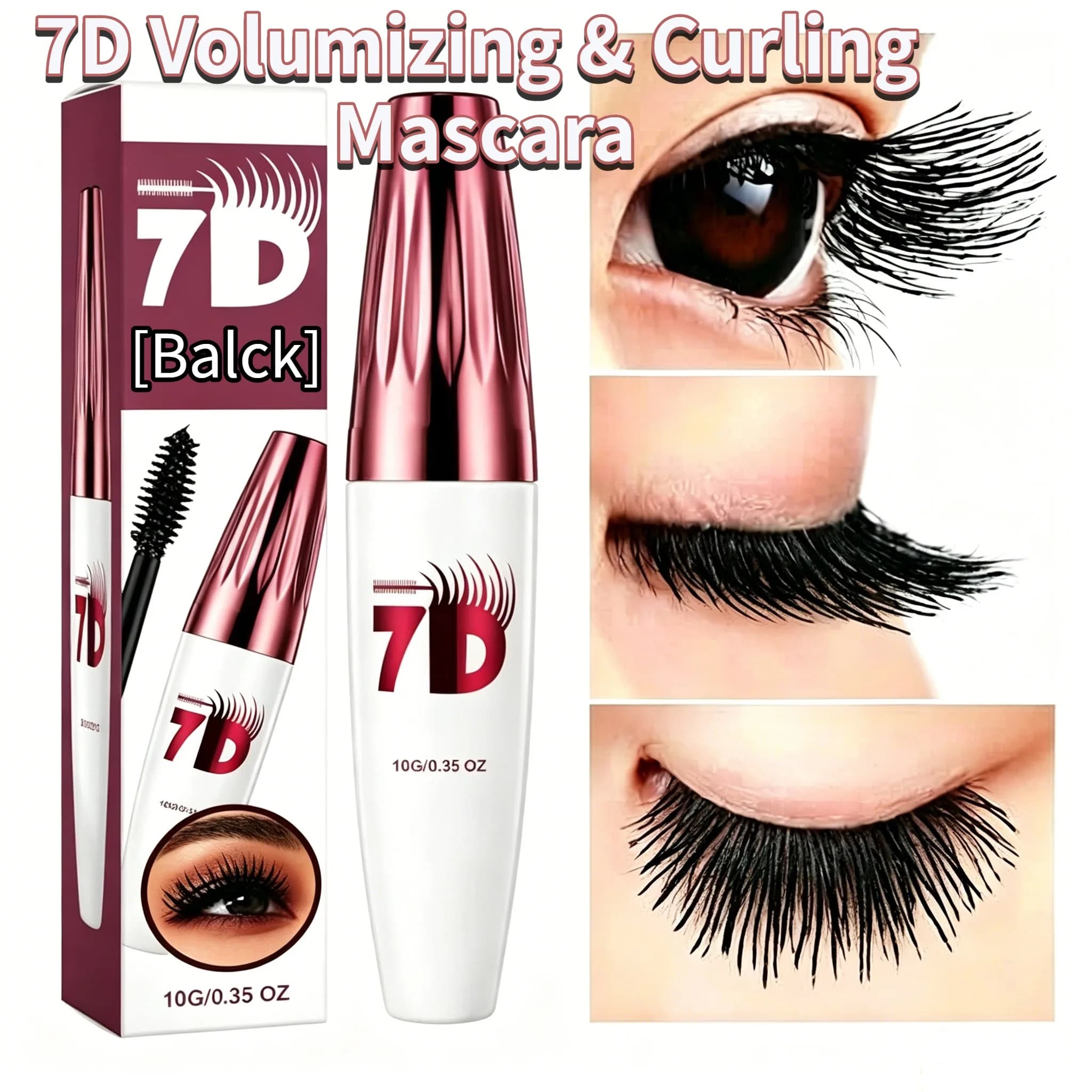 Mascara Nero 7D per Volume Multidimensionale, Extension Ciglia con Fibre di Seta, Impermeabile, Anti-sbavatura, Lunga Durata, Cosmetico per Trucco Occhi