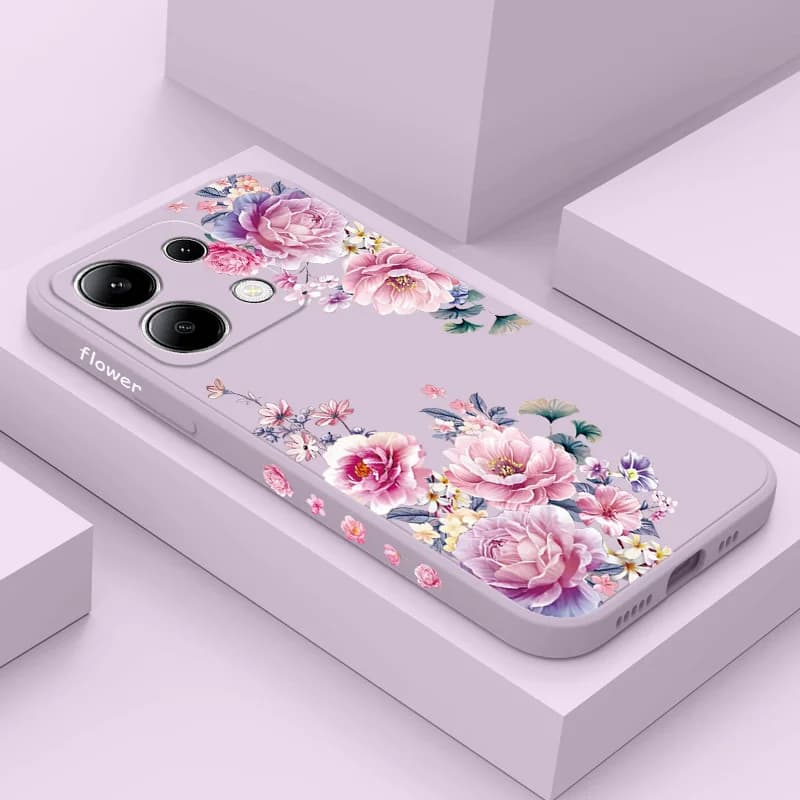 Satin Brocade Phone Case For Xiaomi Redmi Note 14 13 12 12S 11 11S 10 10S 9 9S Pro Plus 4G 5G Liquid Silicone Cover