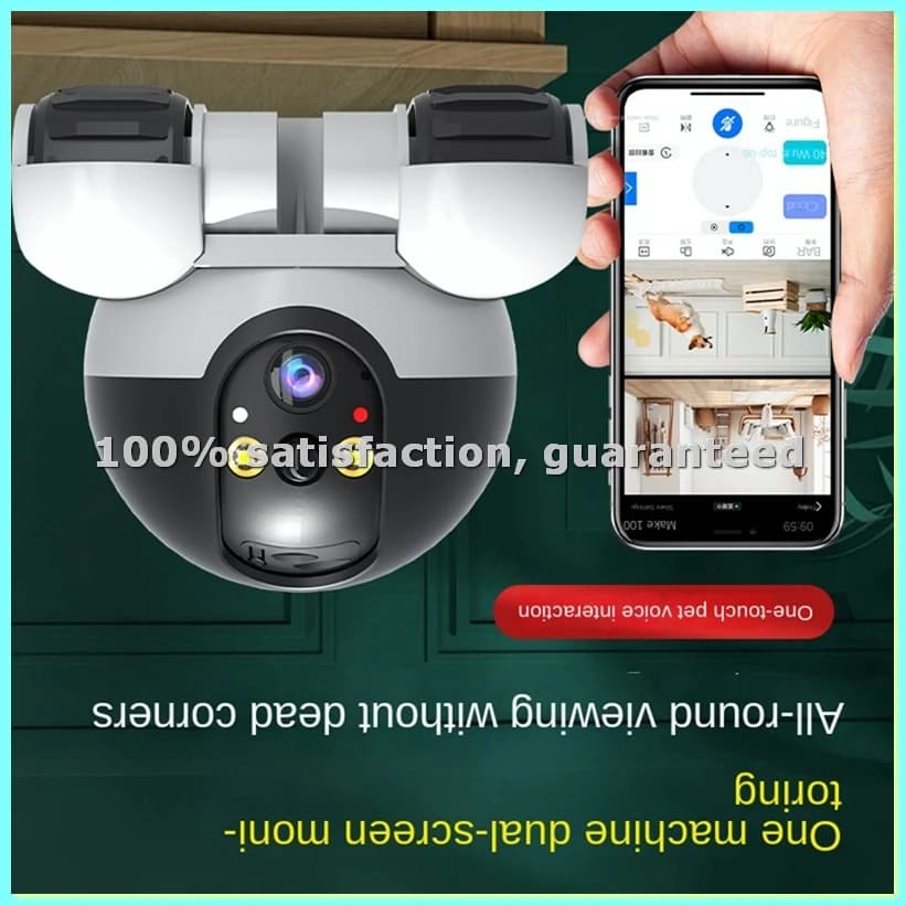 Smart Home 4K PTZ Surveillance Camera with Audio Bidirectional, Night Vision Colors, Monitor for Children and Pets, Double lens, Plug USA - ELEC