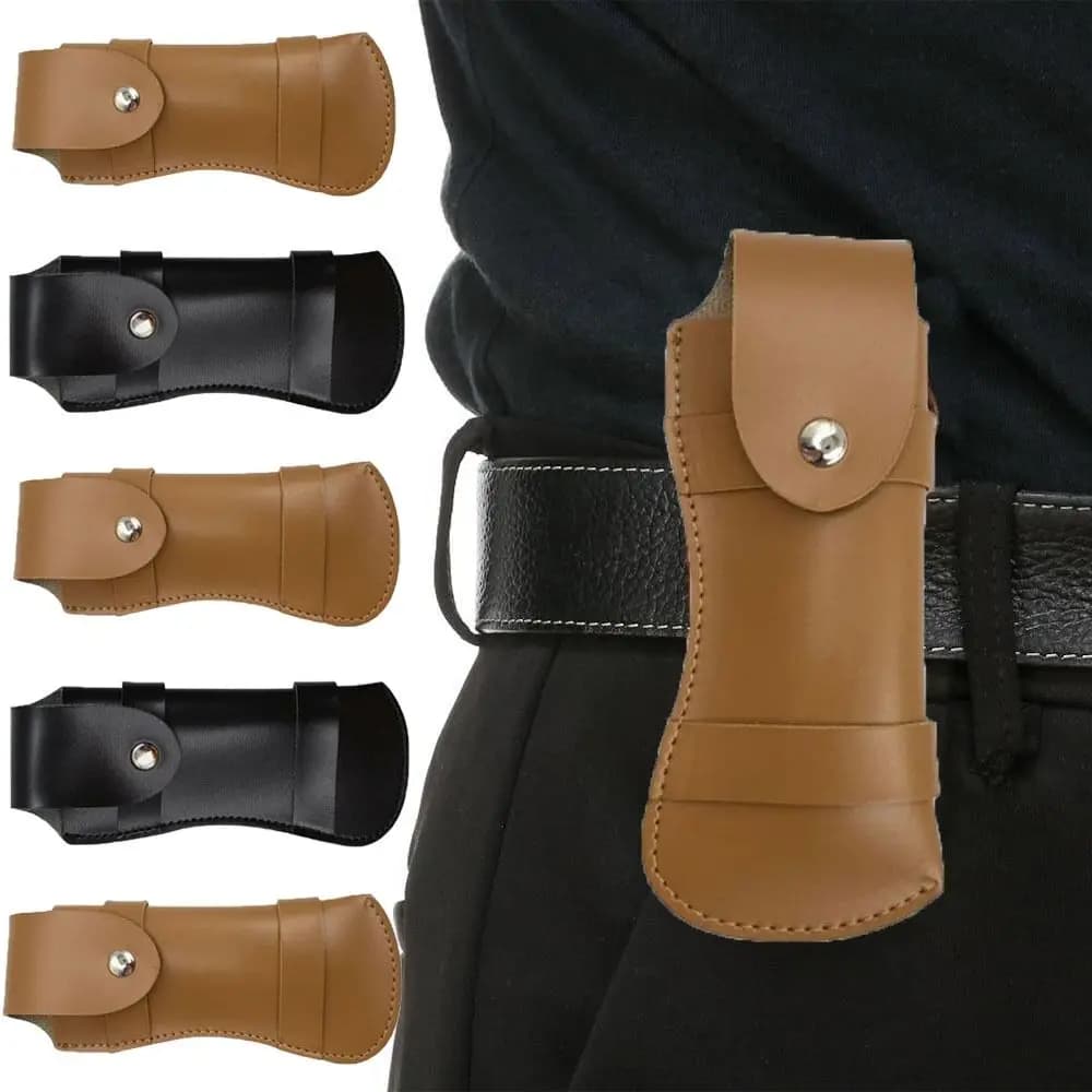 Brown Fold Knife fodero Tool torcia passante per cintura supporto per custodia fodero in pelle tasca caccia Camp attrezzatura per il trasporto all'aperto