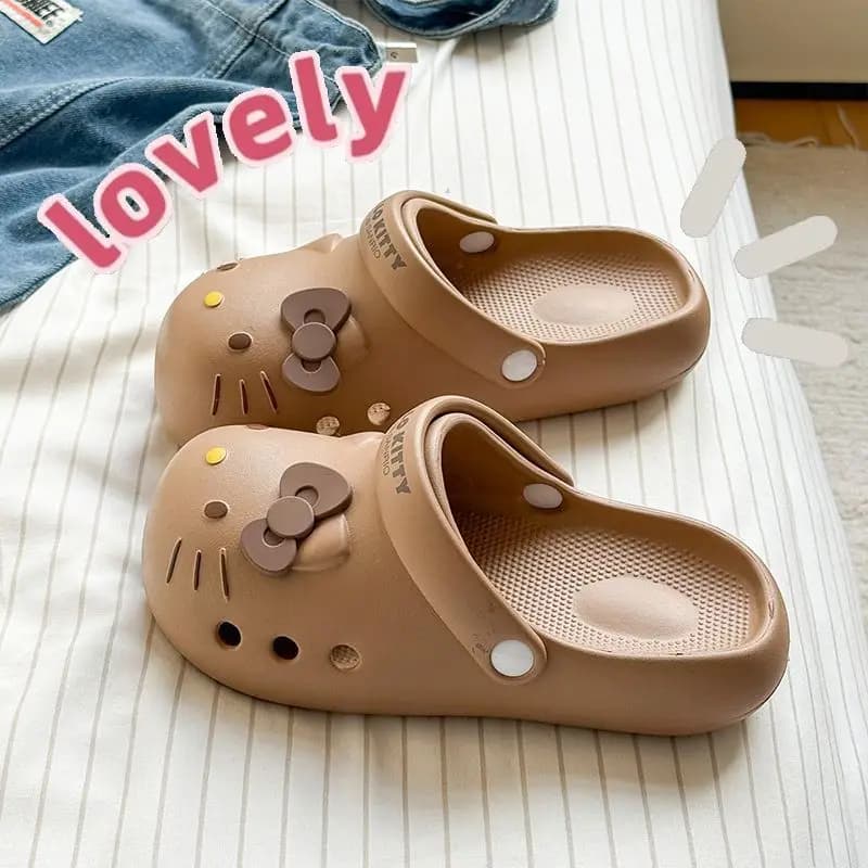 Ciabatte Anime Hello Kitty da donna, modello estivo Sanrio, in EVA antiscivolo, traspiranti, con suola spessa, stile cartone animato, per ragazze e studentesse, ideali per la spiaggia.