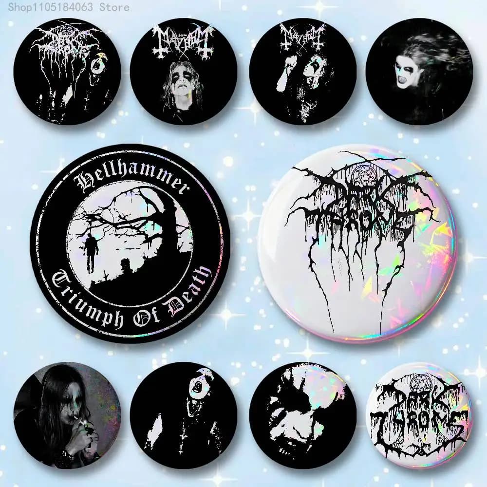 D-Darkthrone Band Badges 25 32 44 58 75 mm Round Cosplay Pin Bag Decor Fans Collect Friends Gifts Brooch Souvenir
