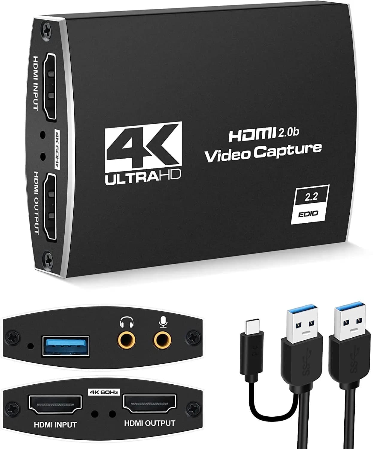 Acquisizione video HDMI, videoregistratore HDMI USB 3.0 Grabber Dispositivo di acquisizione video da HDMI a USB per acquisizione OBS, scheda di acquisizione video 4K