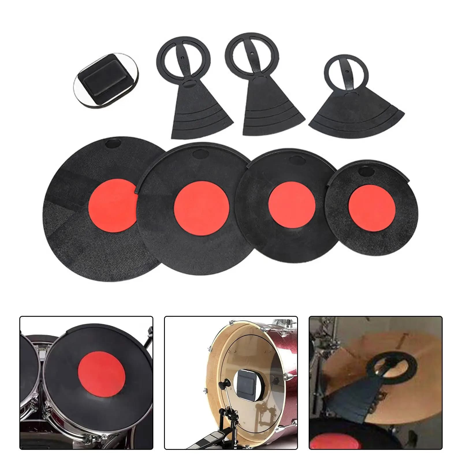 Set di 8 Pad Silenziatori per Batteria Riutilizzabili, Facili da Installare, Elimina il Sustain, Set di Silenziatori in Silicone per Batteria