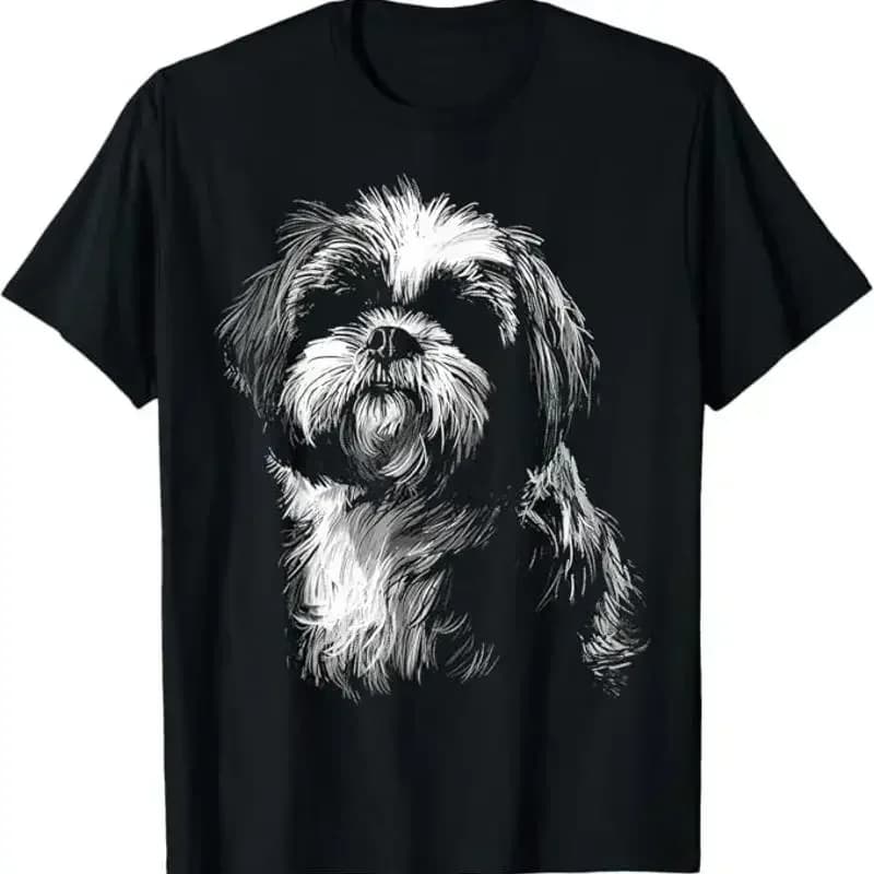 Dog Lover Cute Drawing Animal Pet Art Shih Tzu T Shirt