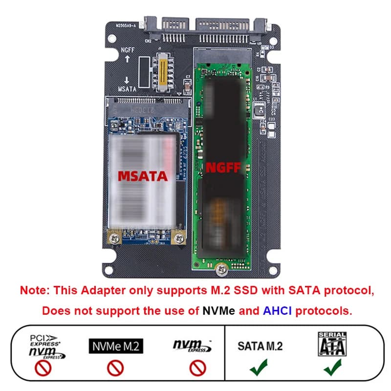 M.2 NGFF SSD Protocollo MSATA alla porta seriale Scatola disco rigido esterno integrata Msata a Sata 3 3.0 Commutazione doppio disco con interruttore