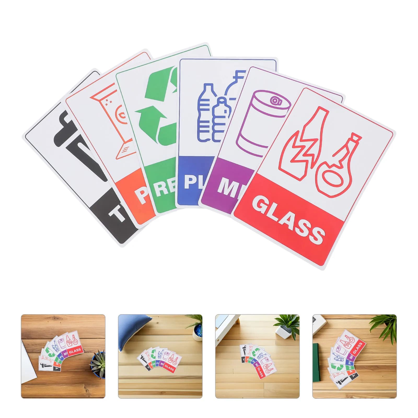 18Sheet Self Adhesive Recycling Stickers for Trash Can Waterproof Waste Bin Labels for Kitchen Office Garbage Containers