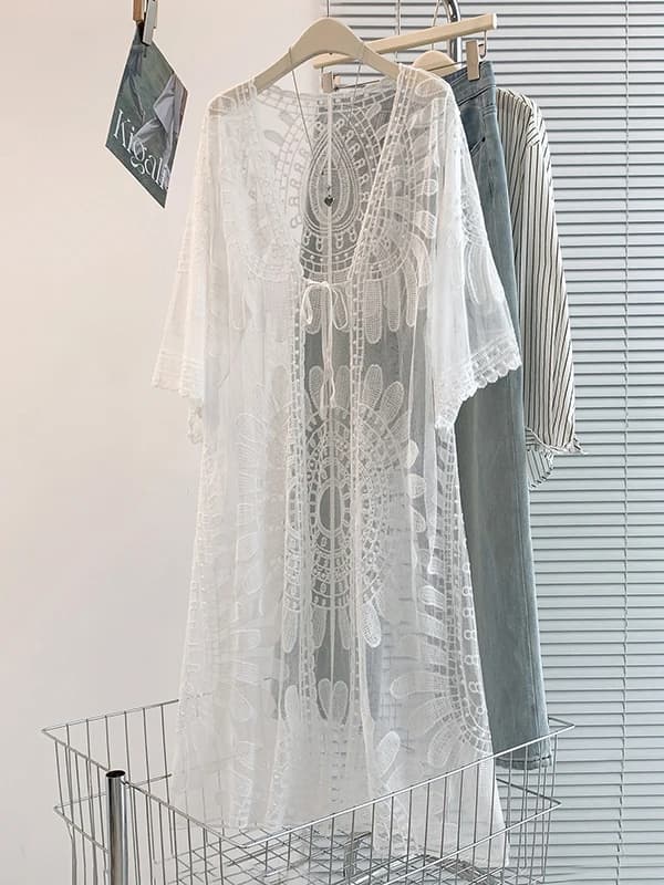 Authentic Bohemian Long Dress Summer New Style Sunscreen Outer Shawl Holiday Vibes Women's Loose Fit City Commute Dress