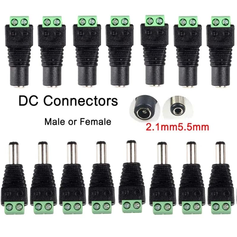 5pairs 10pairs DC 12V Male Female Connector 2.1mm*5.5mm Power Jack Adapter Plug Led Connectors For CCTV Camera Router LED Strip