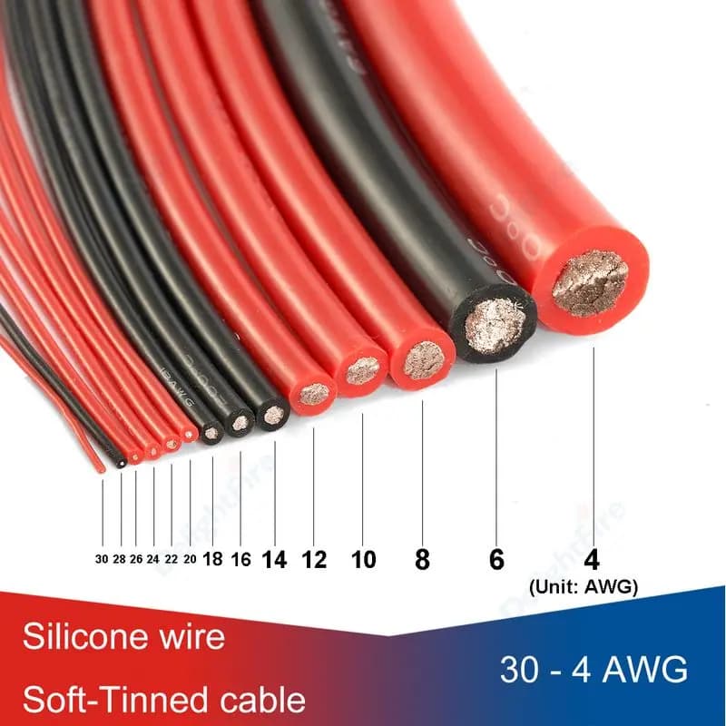 Cavo elettrico per pannello solare Cavo in silicone resistente al calore rosso nero 24 22 20 18 16 14 12 10 8 6 4 awg per batteria per auto