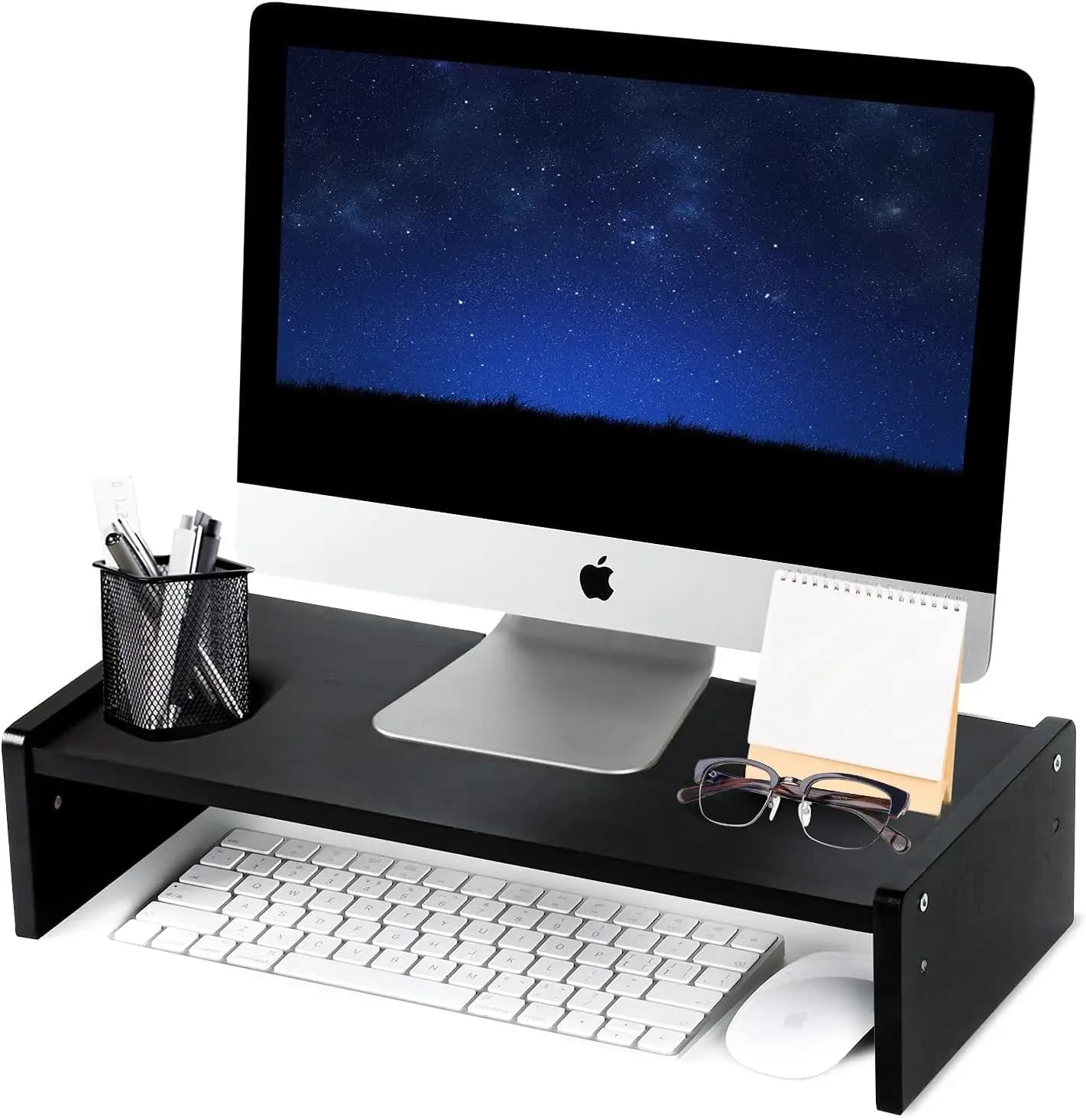 Supporto per Monitor in Legno Massello con 2 Altezze Regolabili, Rialzo per Computer da 15,8 Pollici per Casa e Ufficio